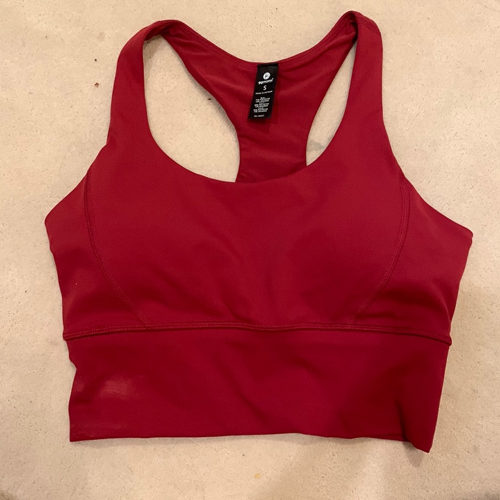 Red sports bra